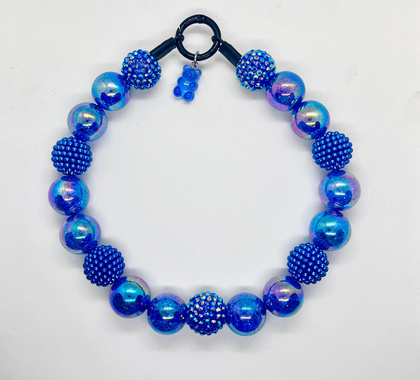 'Watch Me' Blue Beaded Dog Collar - Super Sparkly Pet Necklace