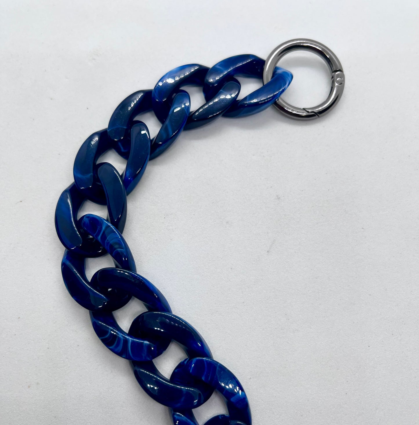 'Colour Chain' Dark Blue Marble dog collar flat lay | JOOLS LONDON