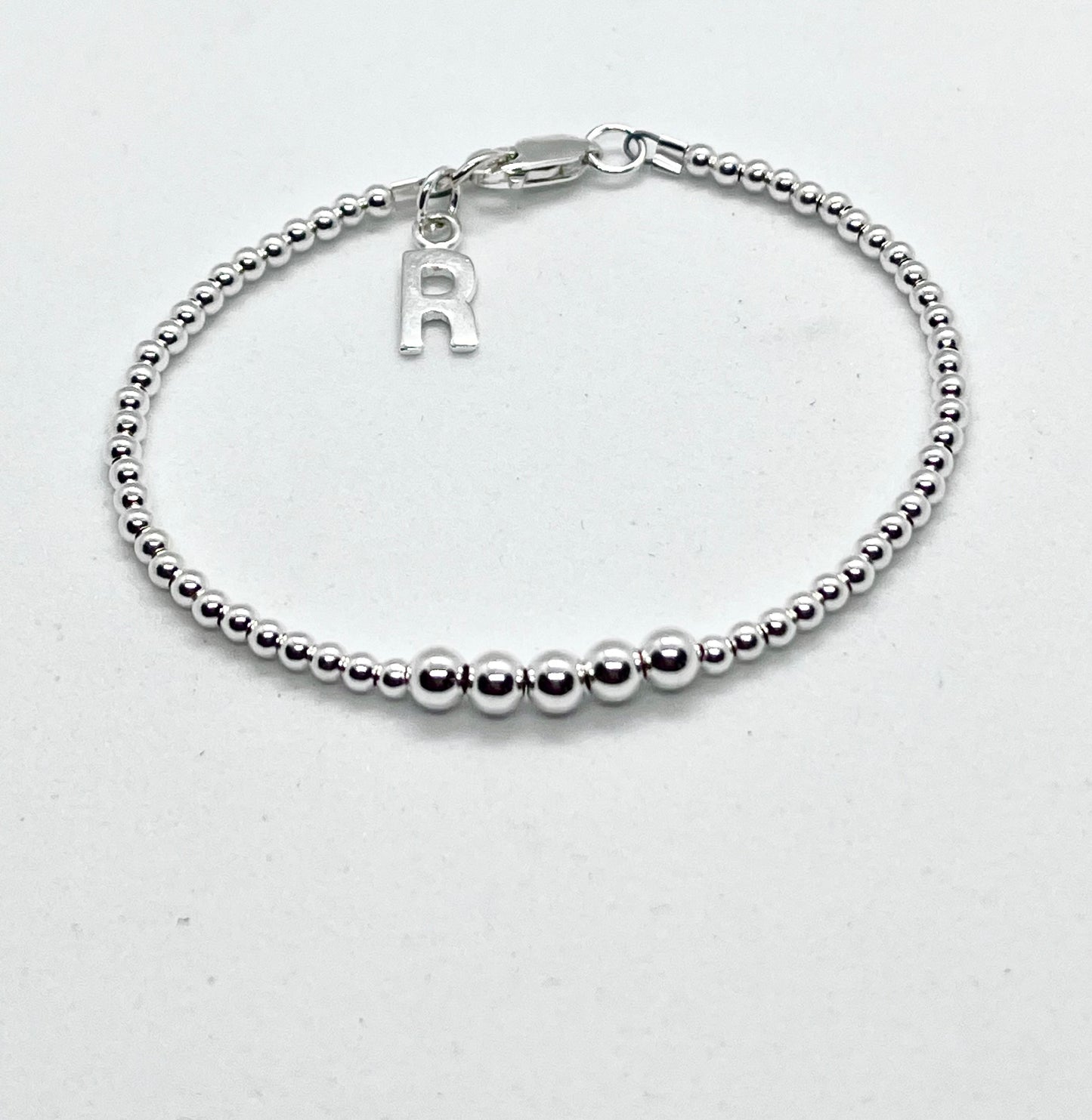 925 sterling silver 'Five Ball’ retro style bead bracelet