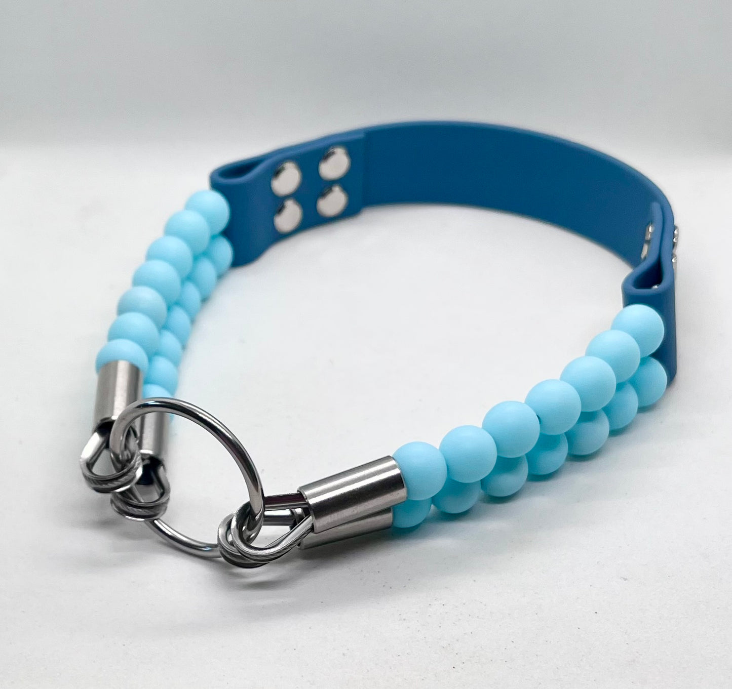 ‘Luxe Blue’ Double Beaded & BioThane® Dog Collar