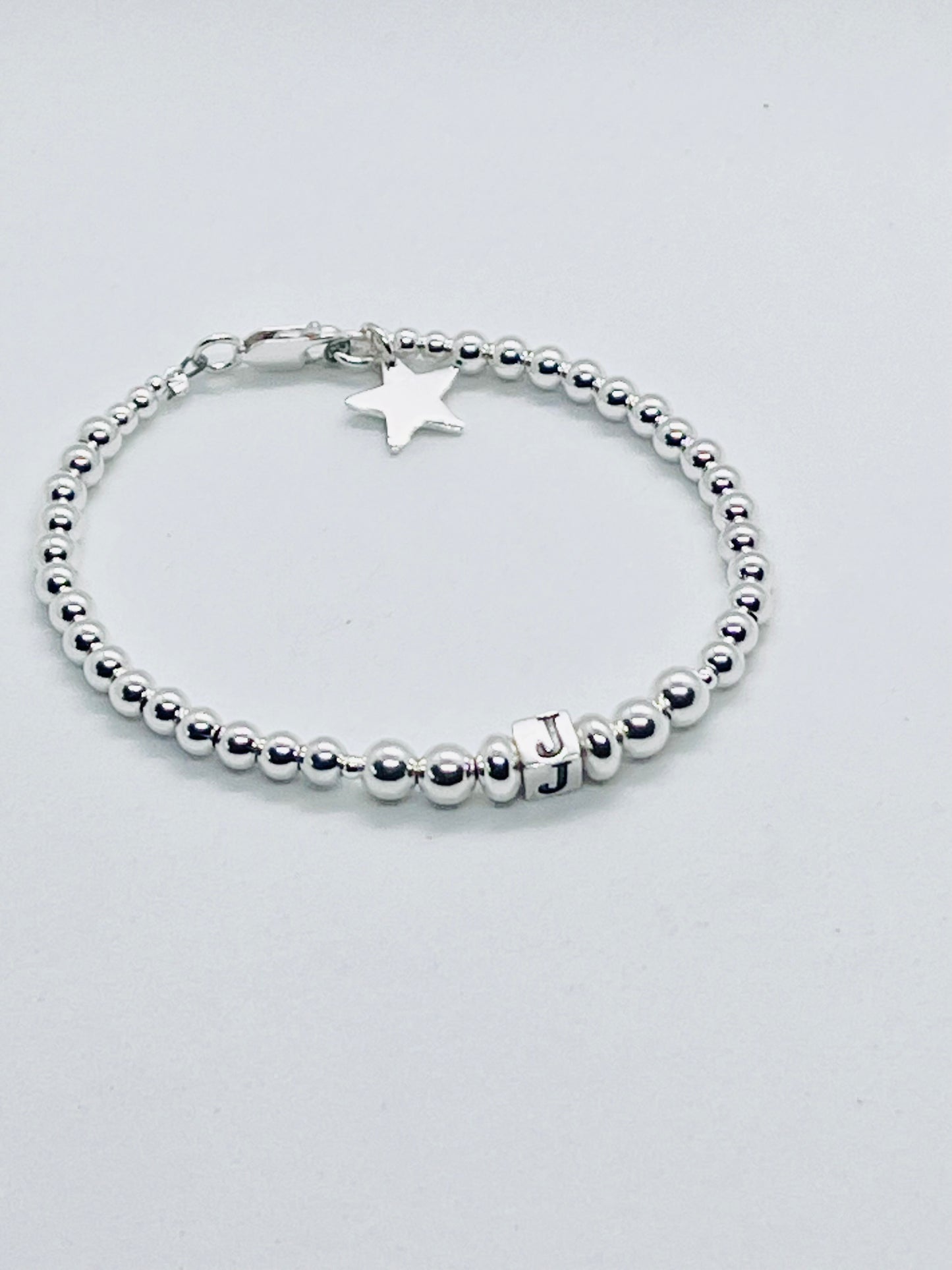 925 sterling silver personalised 'Cube' letter bead bracelet