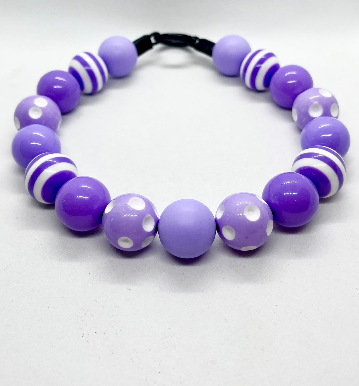 'Pattern Riot' Purple Beaded Dog Collar - Spots & Stripes
