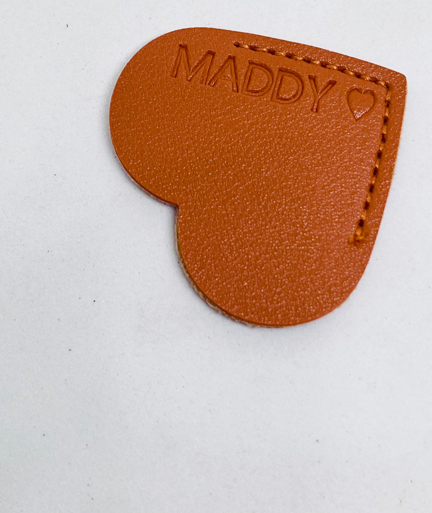 Personalised Vegan Leather Heart Bookmark Blind Embossed