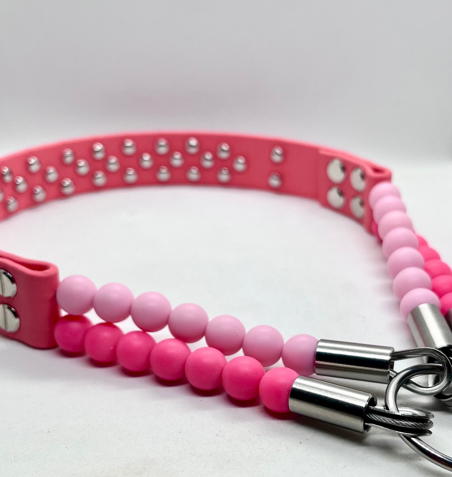 ‘Luxe Pink’ Double Beaded & BioThane Diamante Dog Collar