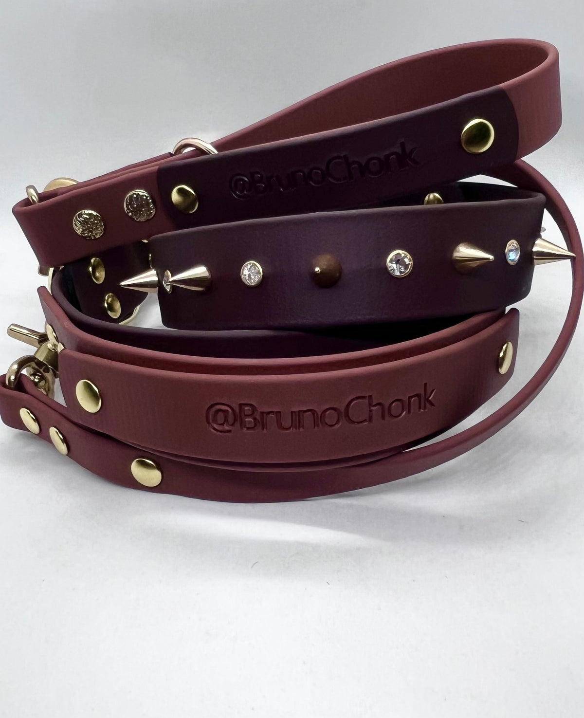 Personalised Embossed Dog Collar Lead and Handle set.  Custom boutique Dog Collars. JOOLS LONDON