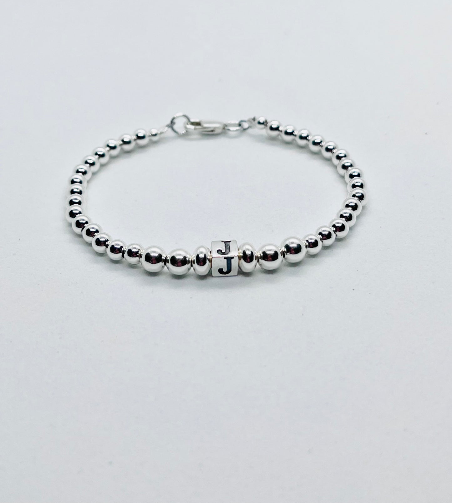 925 sterling silver personalised 'Cube' letter bead bracelet