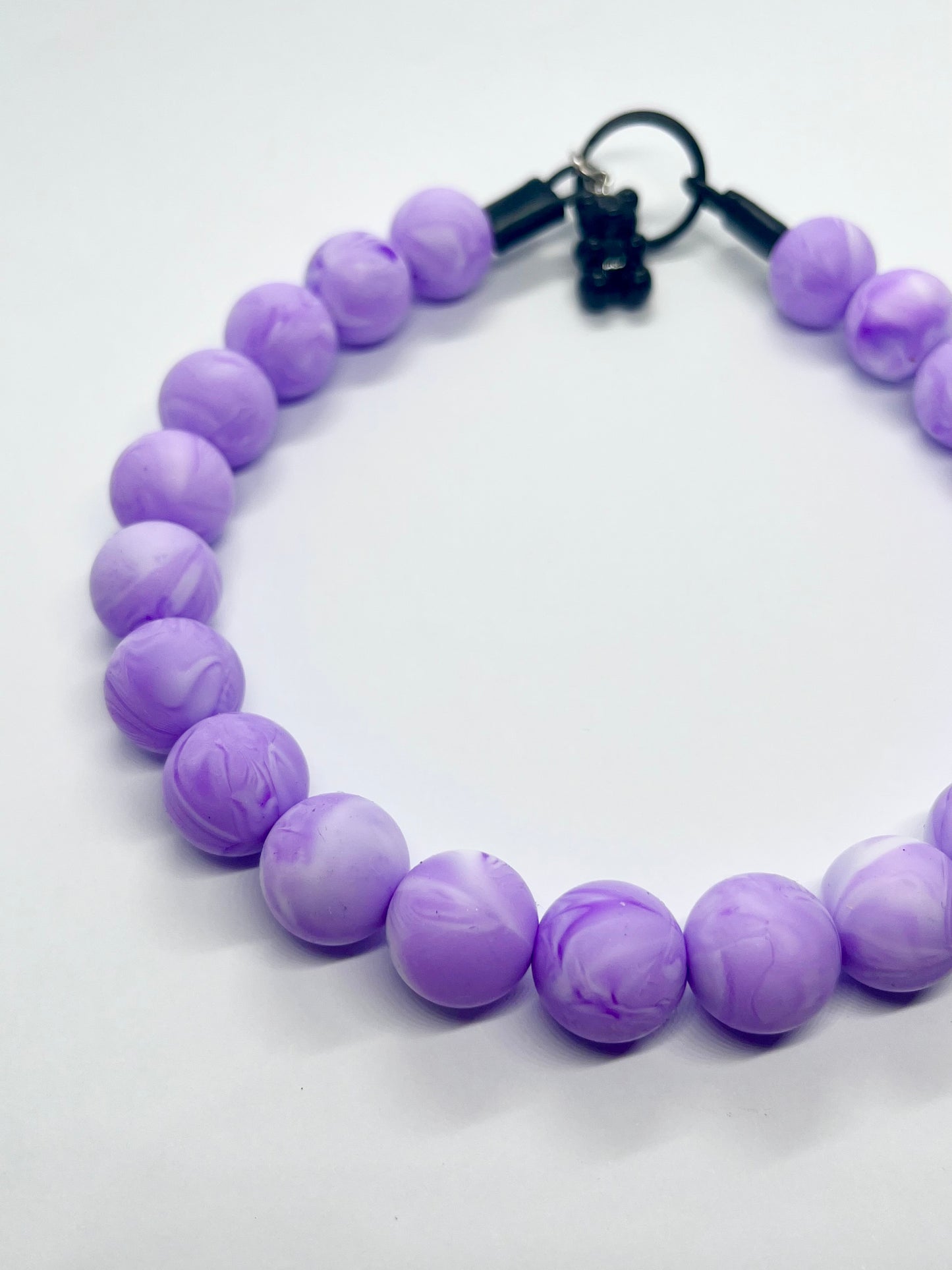 SALE 14 inches/36cm 'Street Rebel' purple marble swirl beaded dog collar necklace boho vibe NOW £7.50