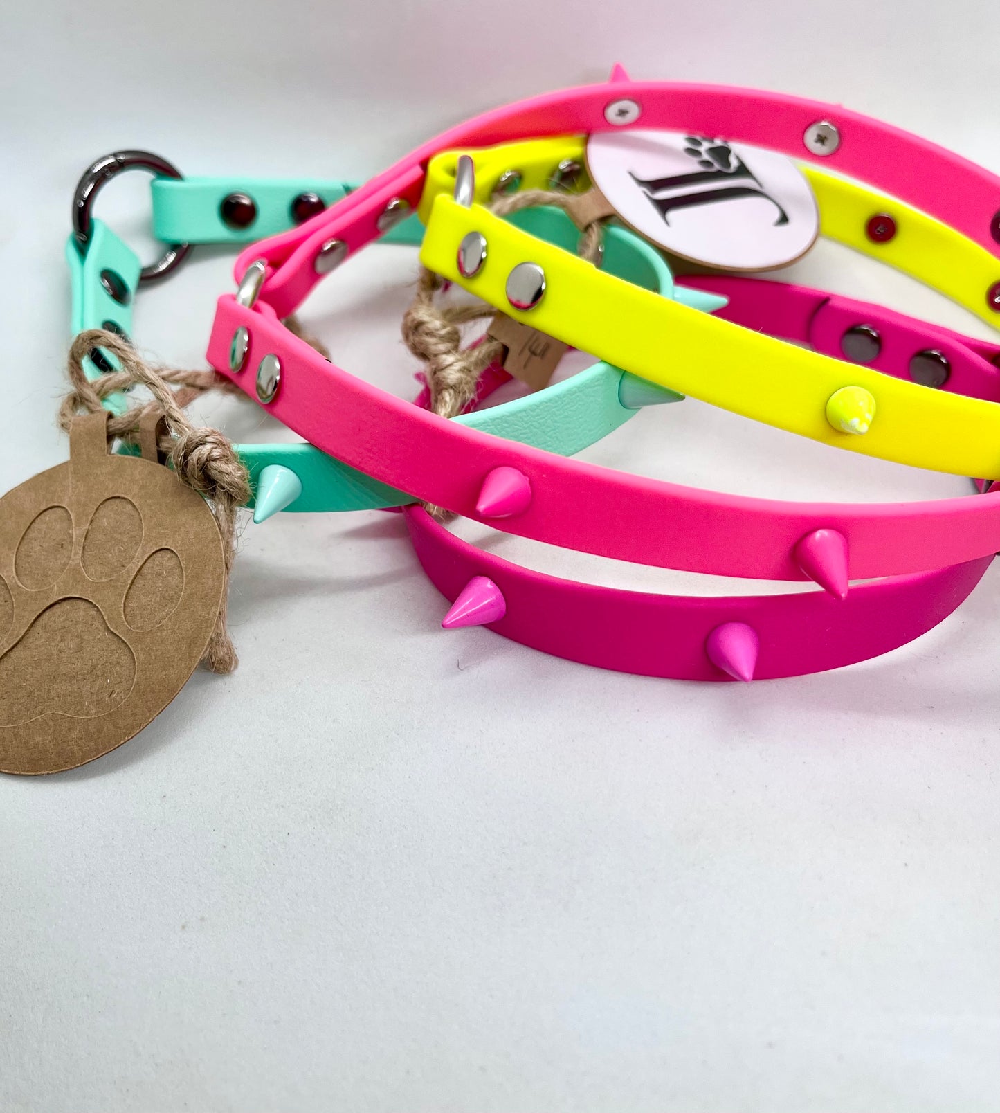 'Oh My' Colour Blend BioThane® Studded Dog Collar - 13mm Cone Spike Studs | JOOLS LONDON