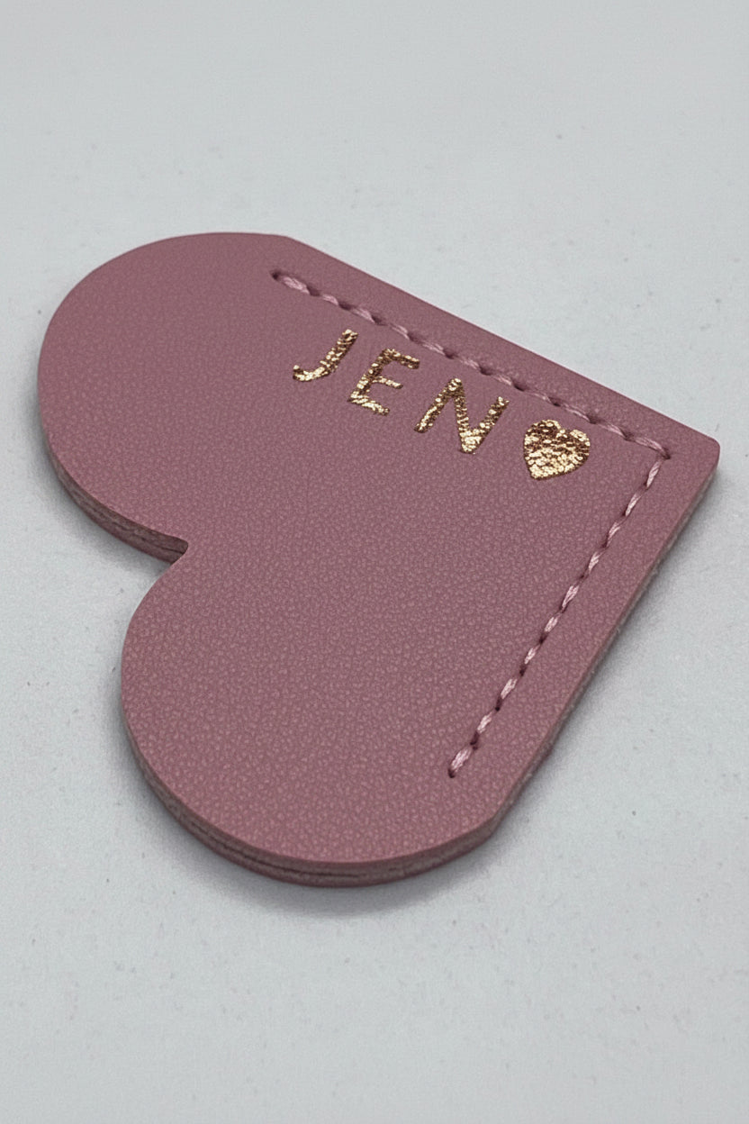 Personalised Vegan Leather Heart Bookmark Rose Gold Foil