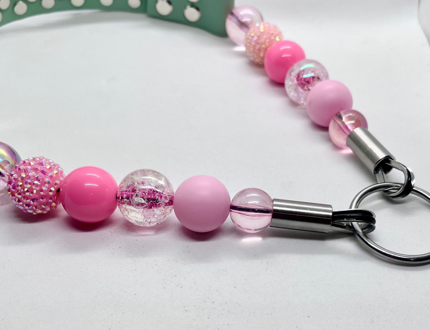 'Luxe Chic' Pink Beaded & BioThane® Diamante Dog Collar