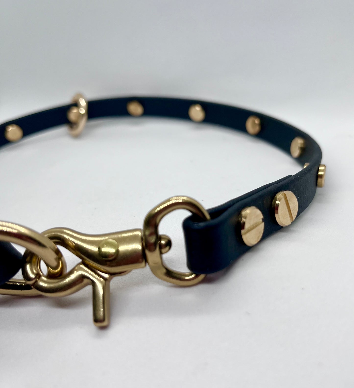 ‘Coffee Bean’ BLACK BioThane® 13mm collar & lead accessories solid brass hardware