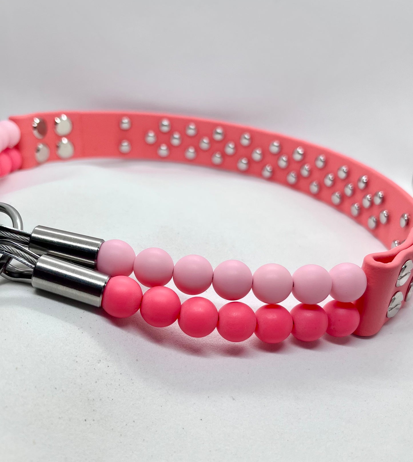 ‘Luxe Pink’ Double Beaded & BioThane Diamante Dog Collar