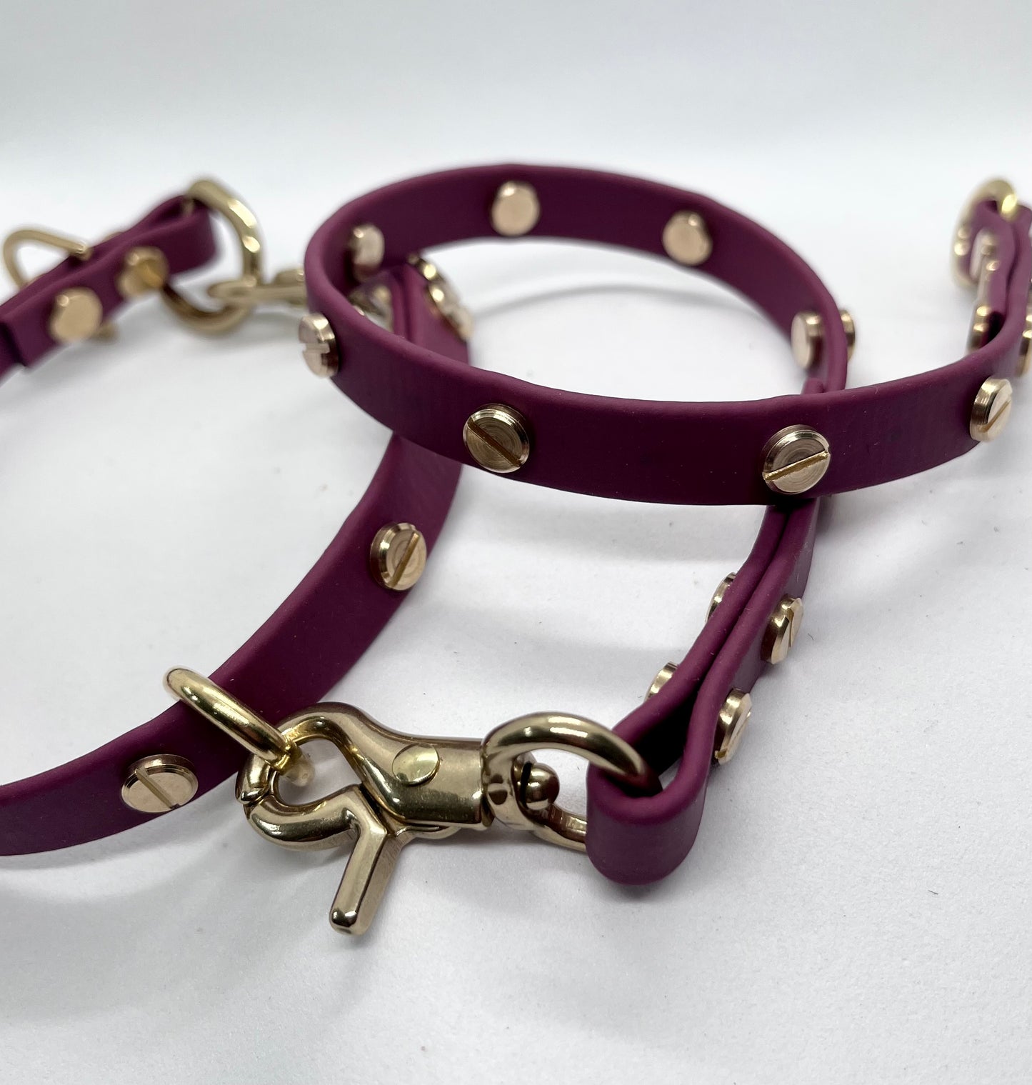 ‘Coffee Bean' detachable studded lead extender 12 inches 1ft - mix & match BioThane® accessories 13mm & 19mm