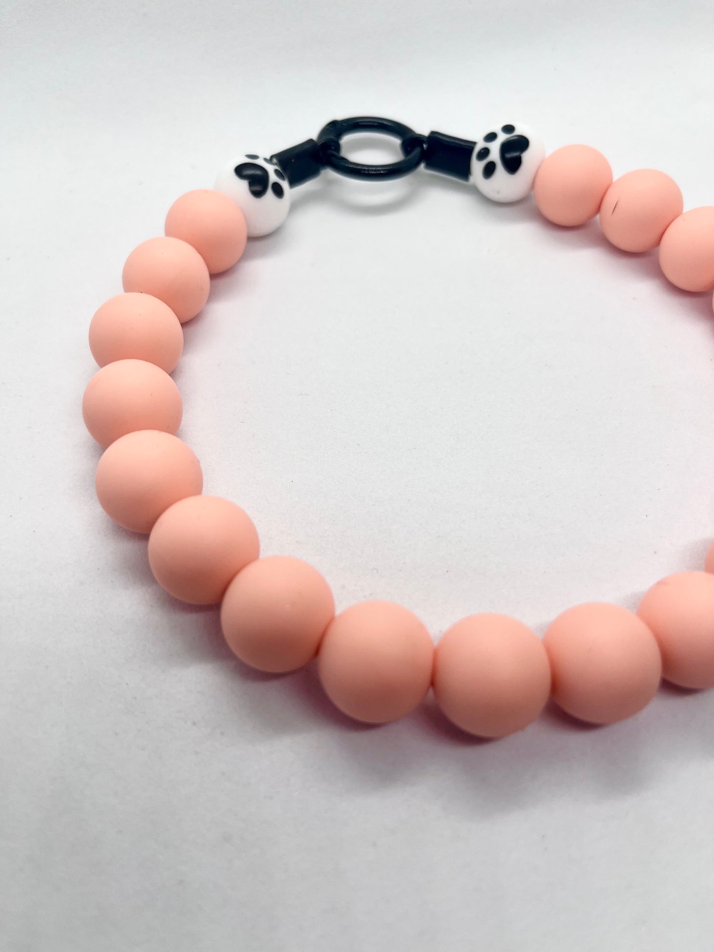 SALE 13 inches/33cm ‘Just Peachy’ peach beaded PAWS bead dog collar necklace NOW £8.50