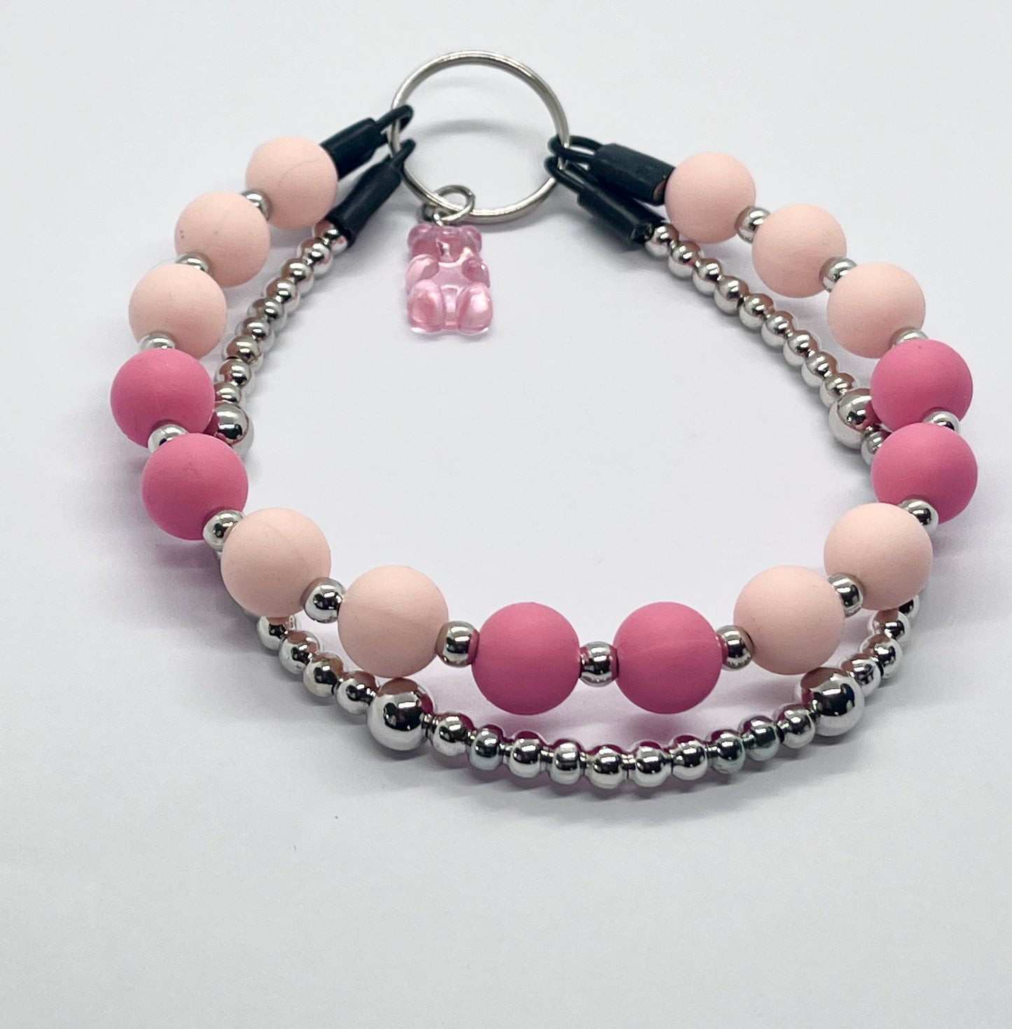 Extra Always Pink Beaded Dog Collar - Mix & Match Silver Ball Chain Set