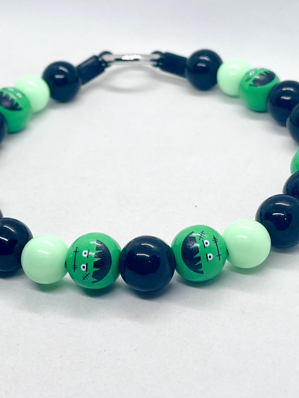 Halloween Collection  'Monster Mash' Green Frankenstein Beaded Dog Collar