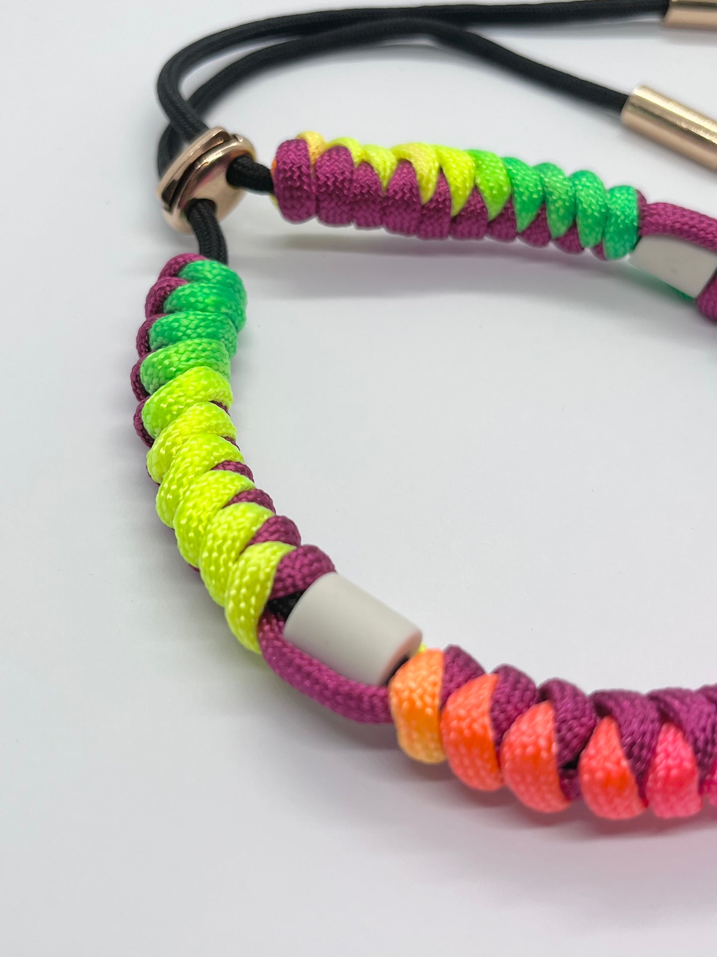Paracord EM collar rainbow burgundy red for flea and tick prevention