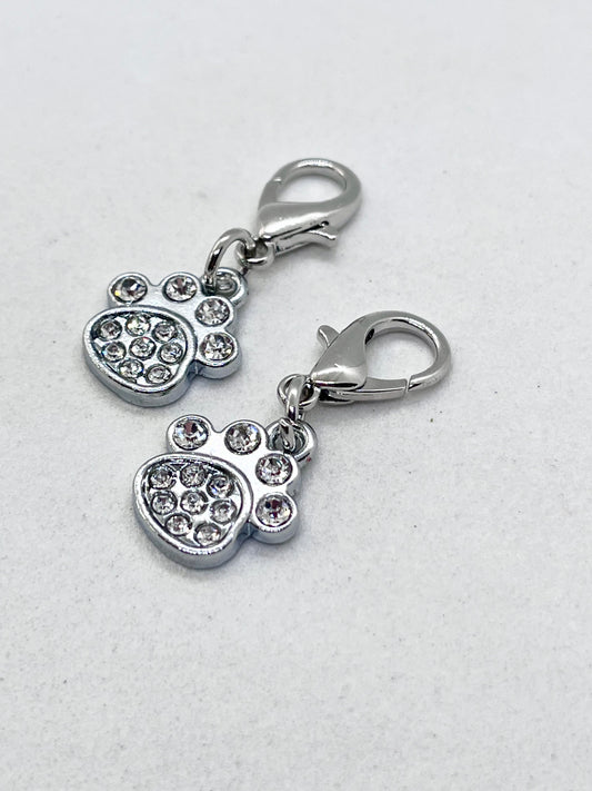 PAWS Rhinestone Paw Collar Keychain Charm