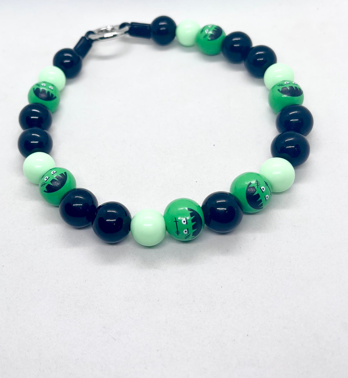 Halloween Collection  'Monster Mash' Green Frankenstein Beaded Dog Collar