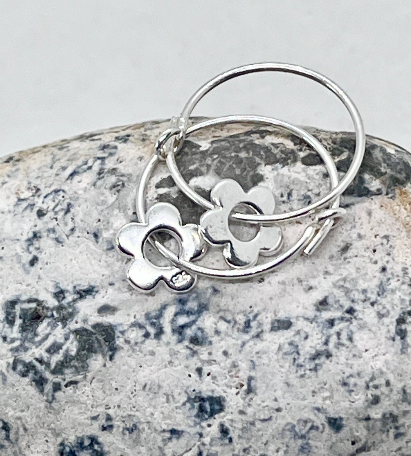 'Forever Flowers' Gold, Silver & Mixed Metal Hoop Earrings 15mm