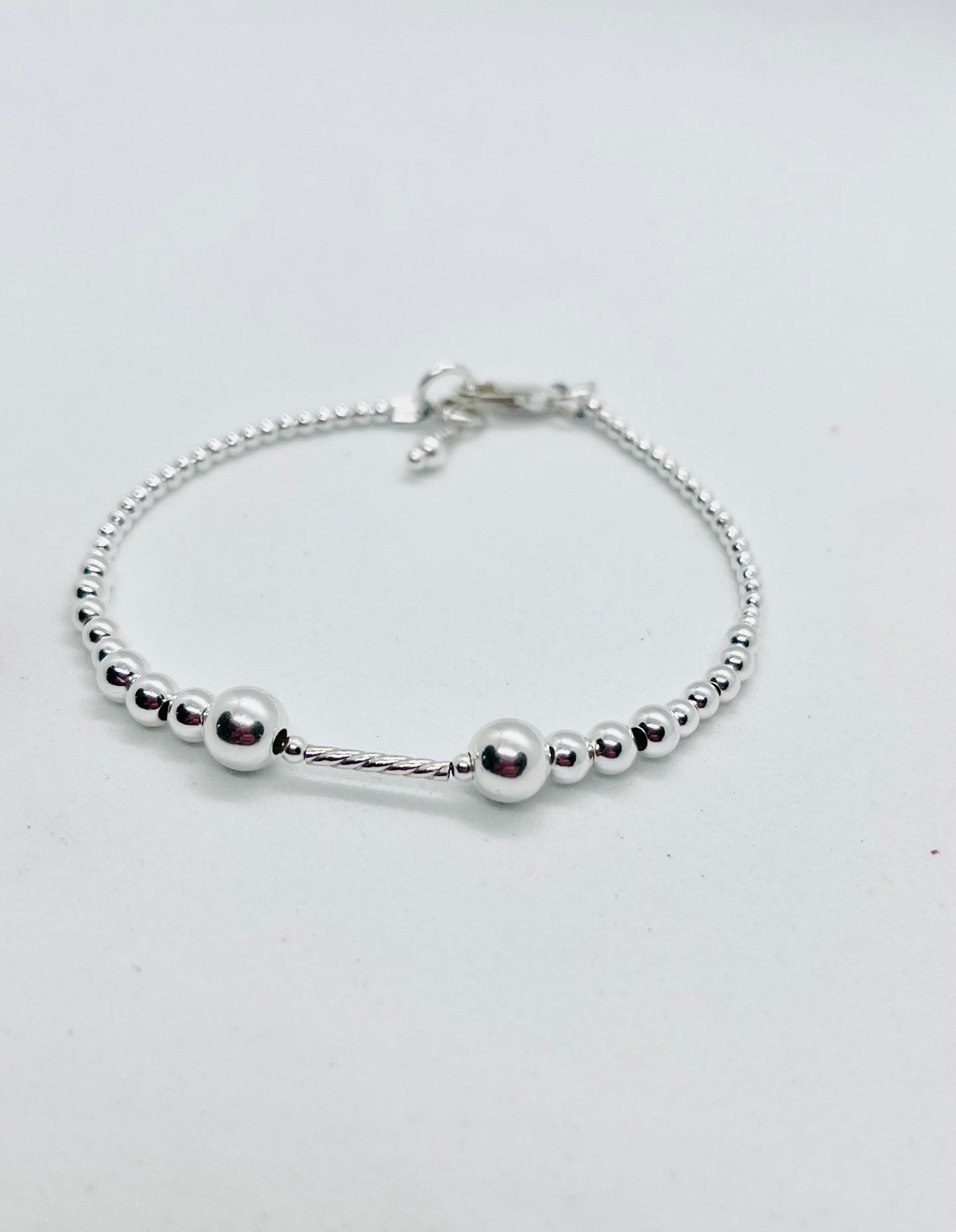925 sterling silver 'Twist Ball' bead charm bracelet