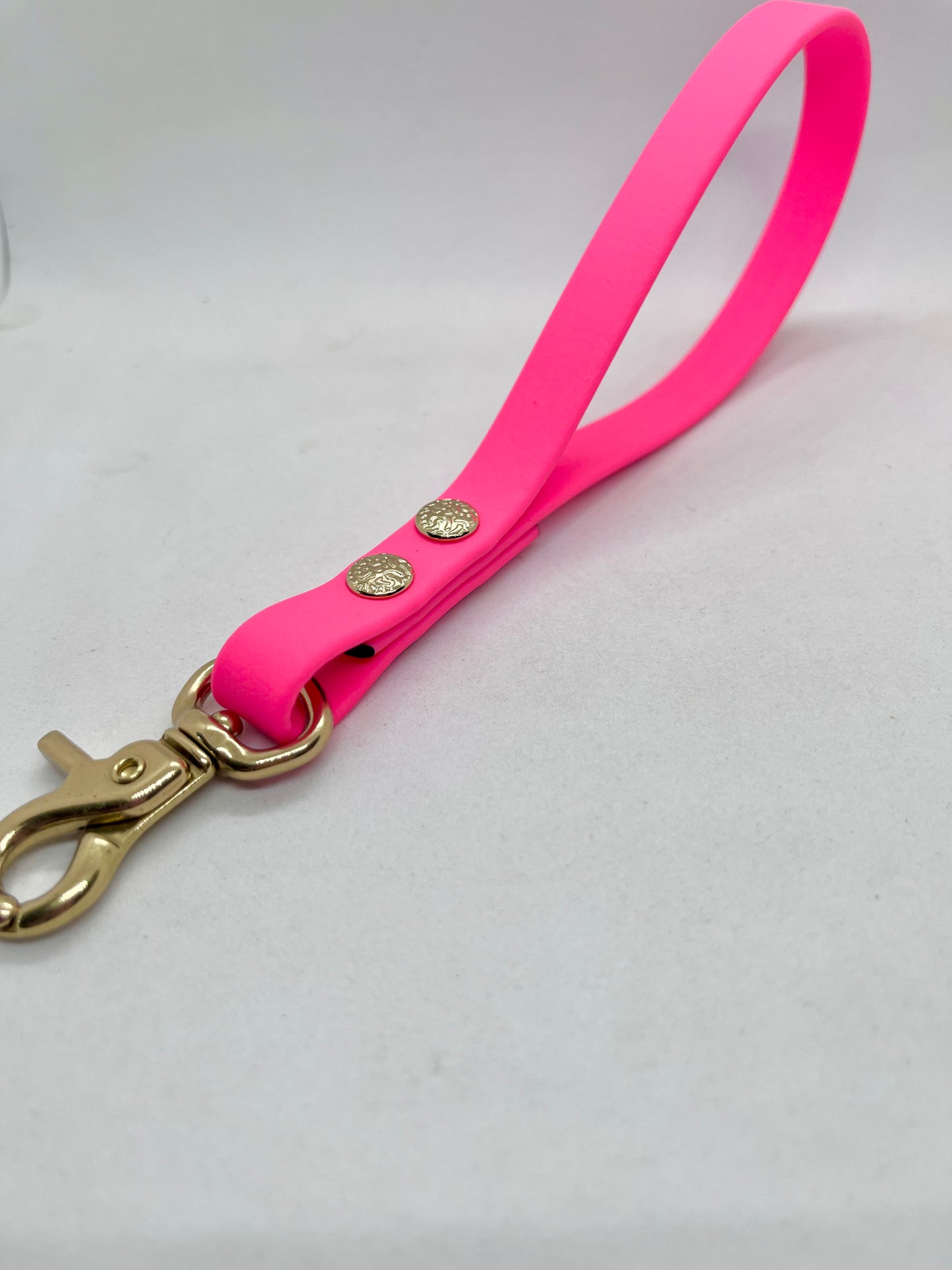 Luxe Lead Neon Pink BioThane®  Solid Brass Dog Lead with Handle
