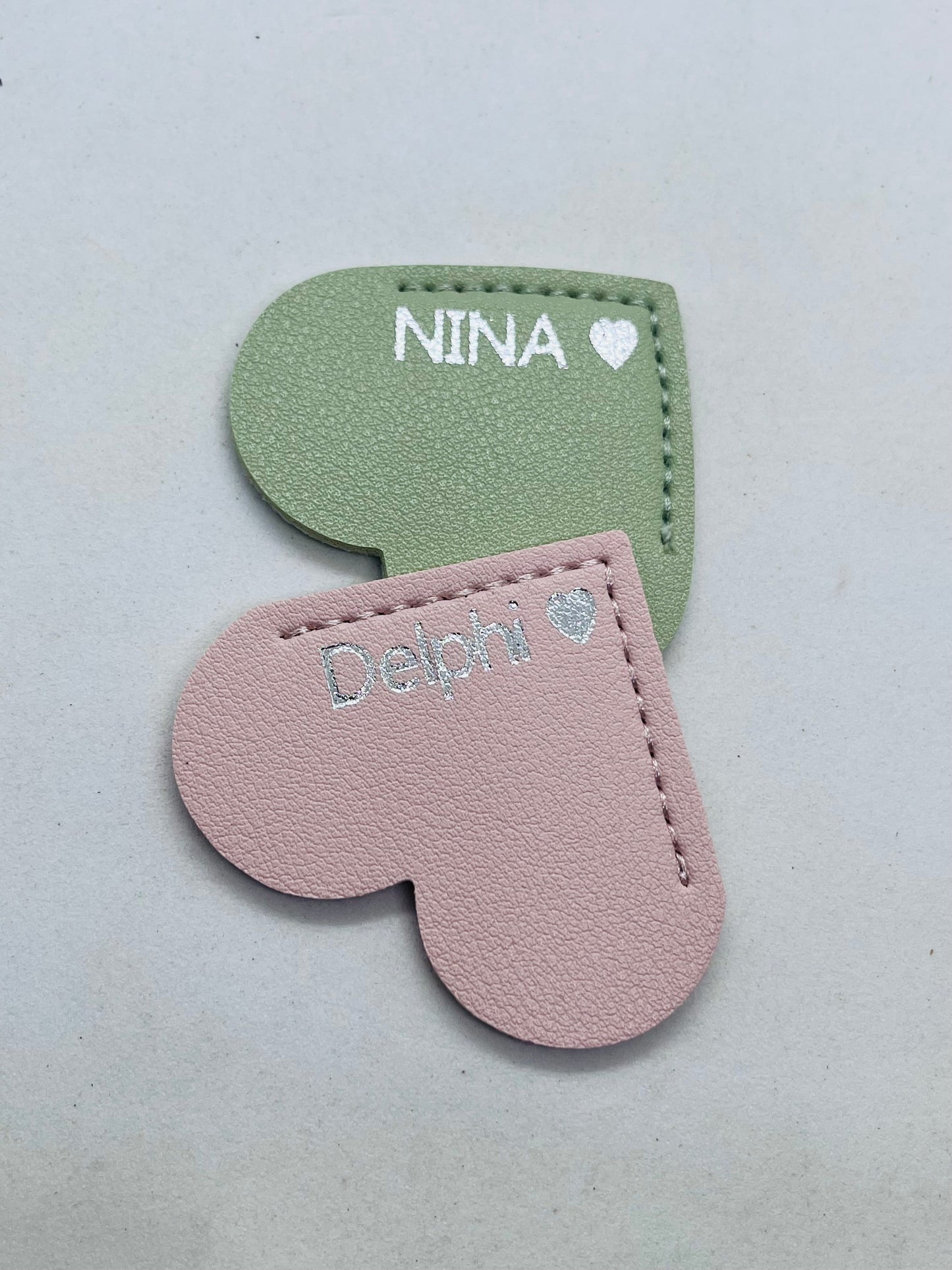 Personalised Vegan Leather Heart Bookmark Silver Foil
