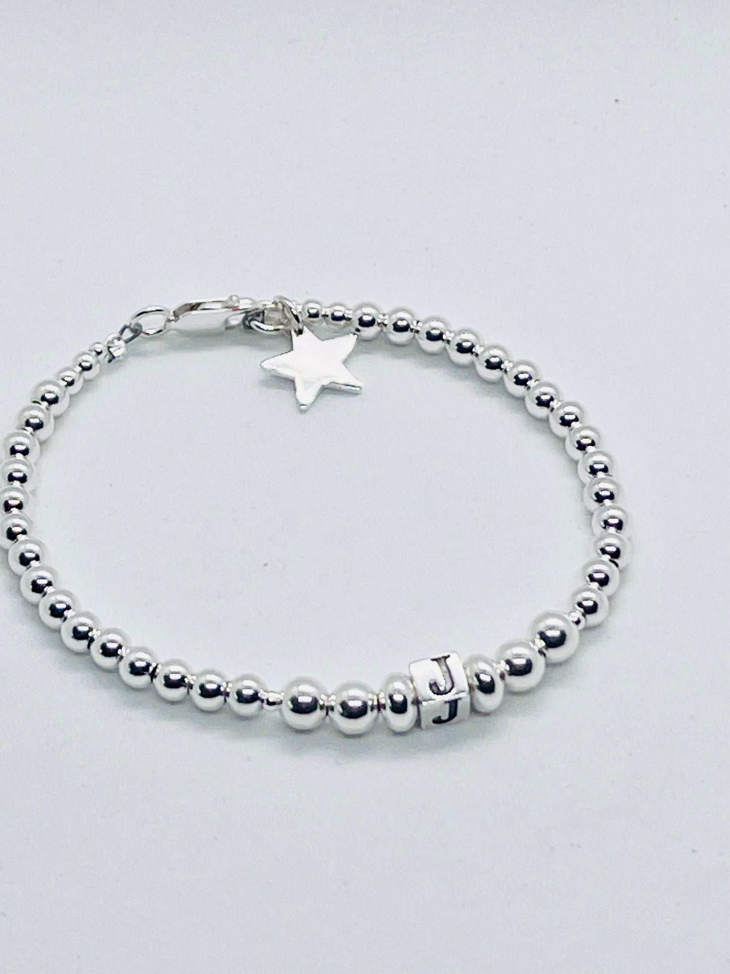 925 sterling silver personalised 'Cube' letter bead bracelet