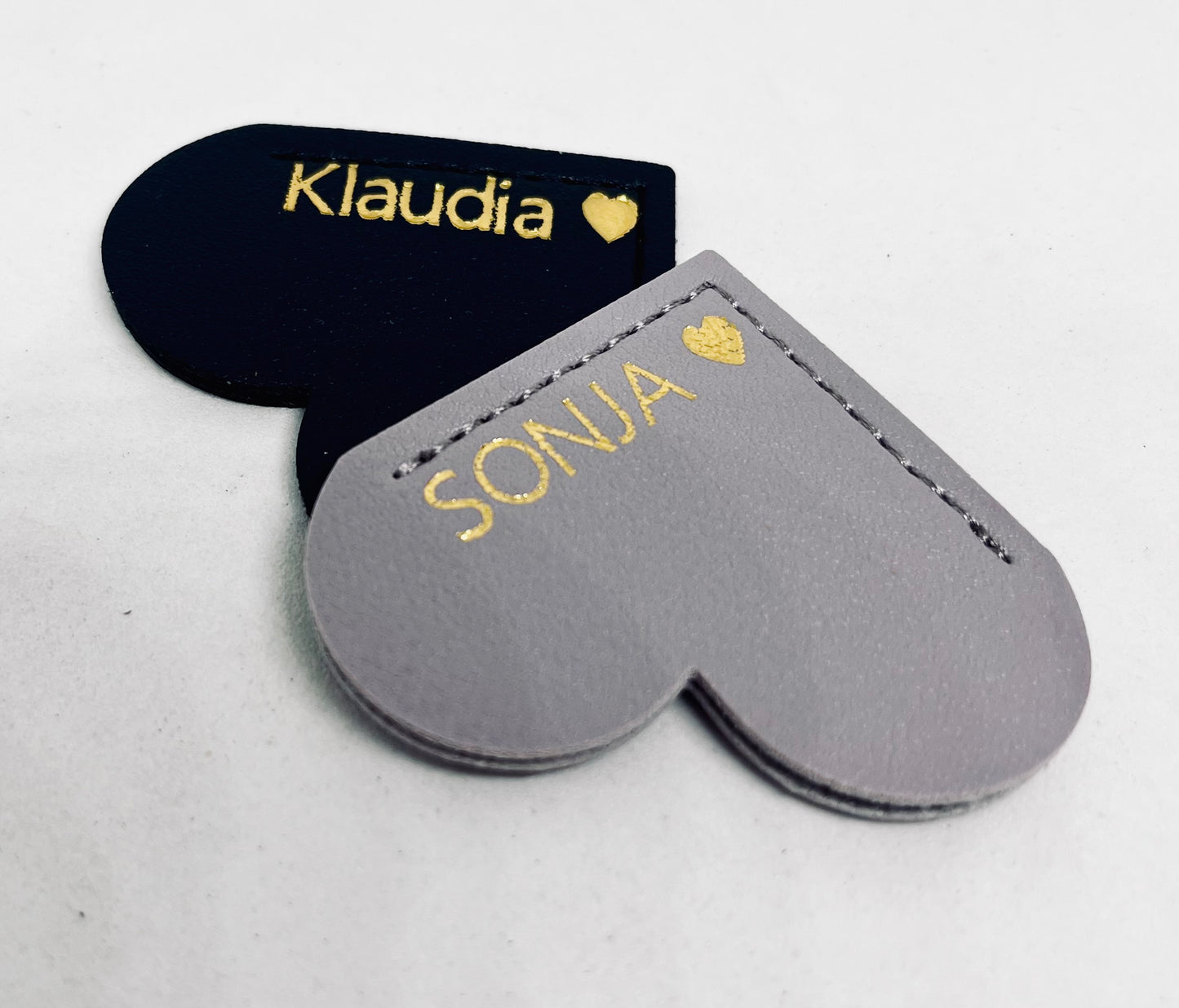 Personalised Vegan Leather Heart Bookmark Gold Foil