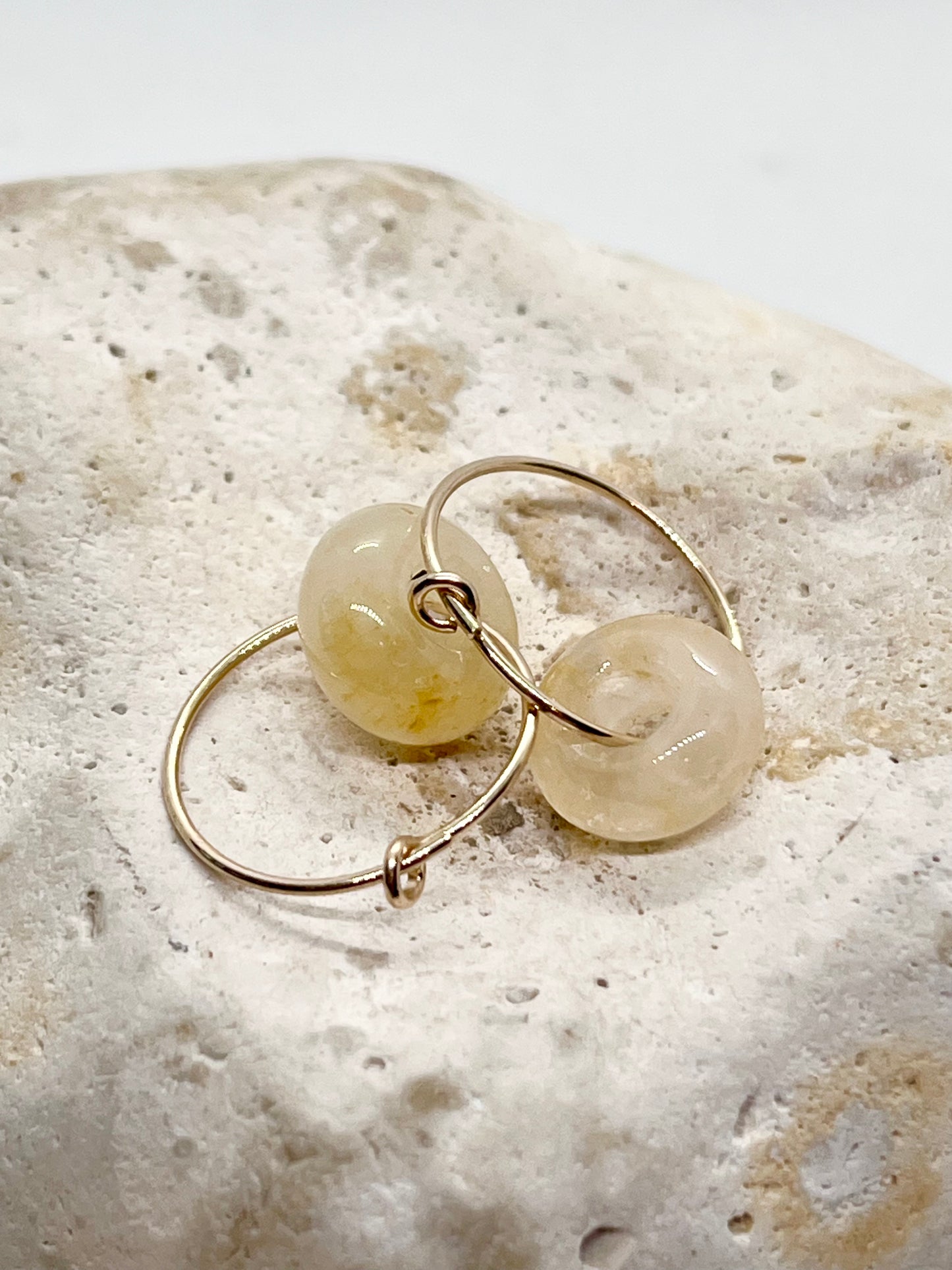 'Citrine Zen' 14k Gold Citrine Crystal Hoop Earrings