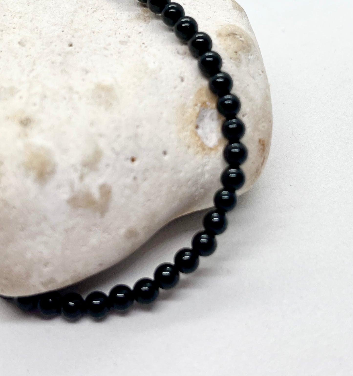 'Black Lava’ unisex genuine Black Lava bead & 925 sterling silver bracelet