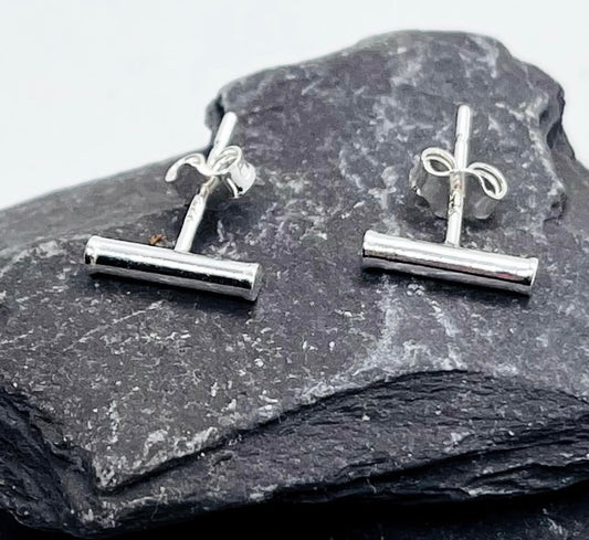 925 sterling silver bar stud earrings