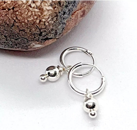 925 sterling silver ball huggie hoop earrings