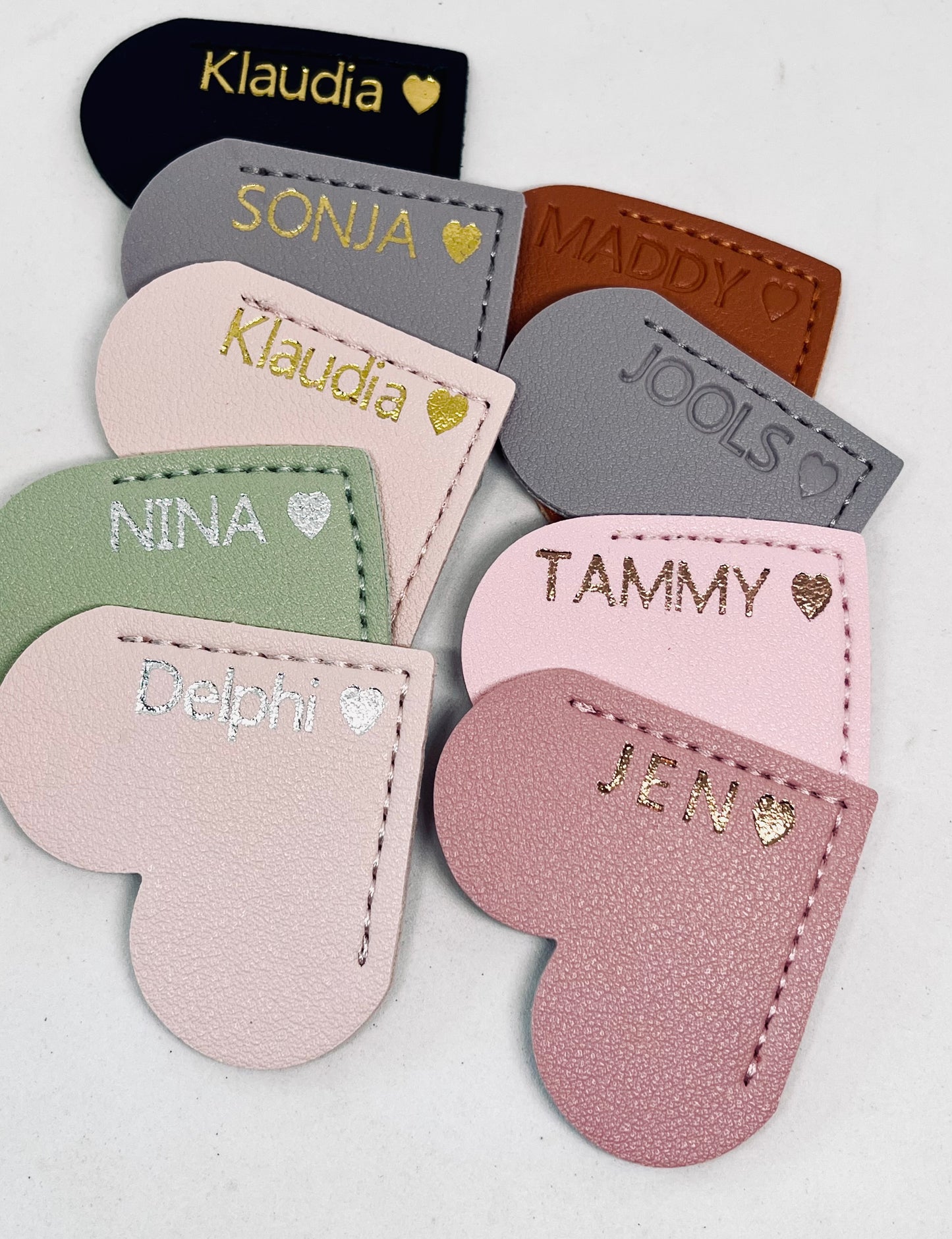 Personalised Vegan Leather Heart Bookmark Silver Foil