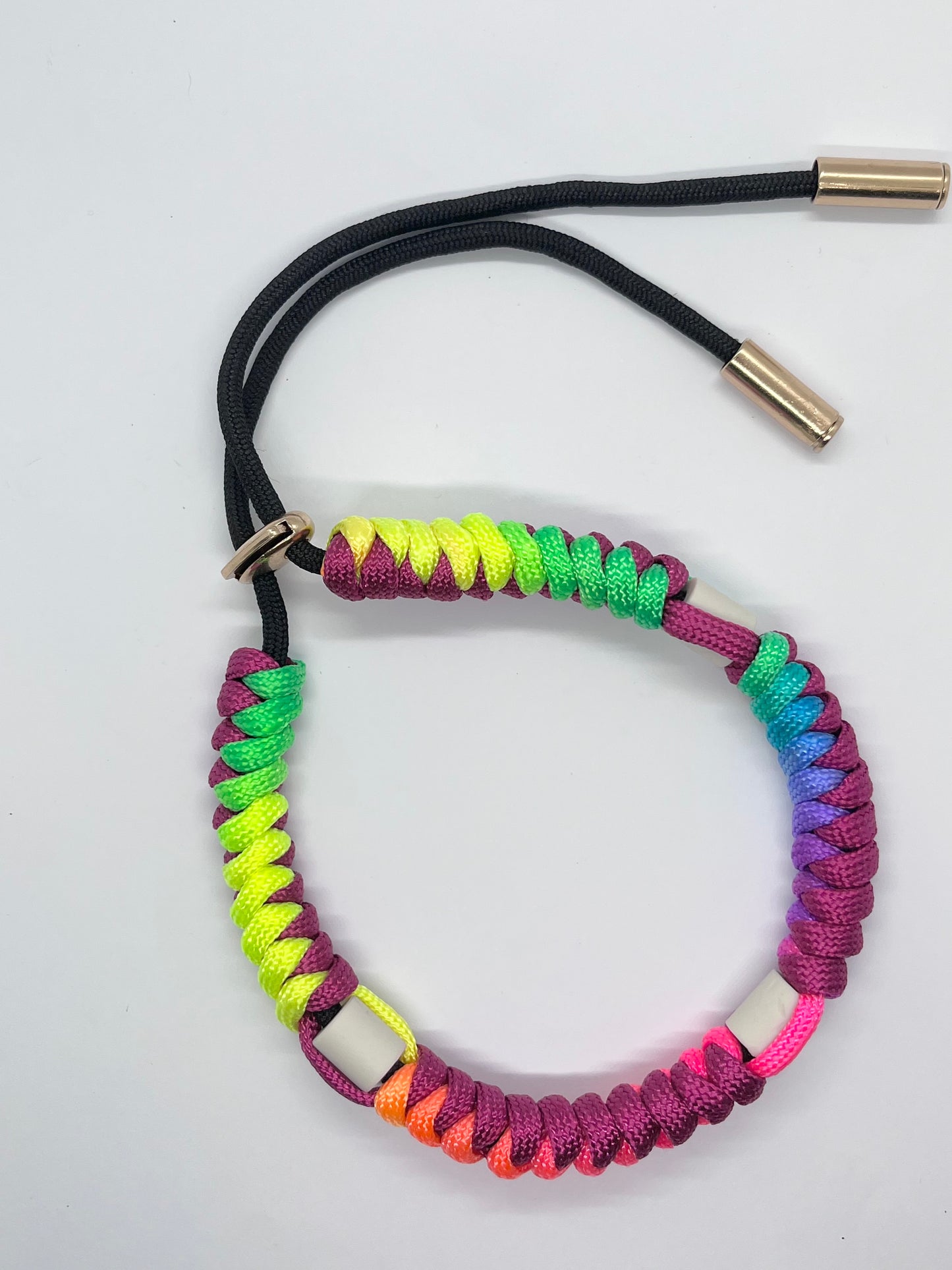 Paracord EM collar rainbow burgundy red for flea and tick prevention