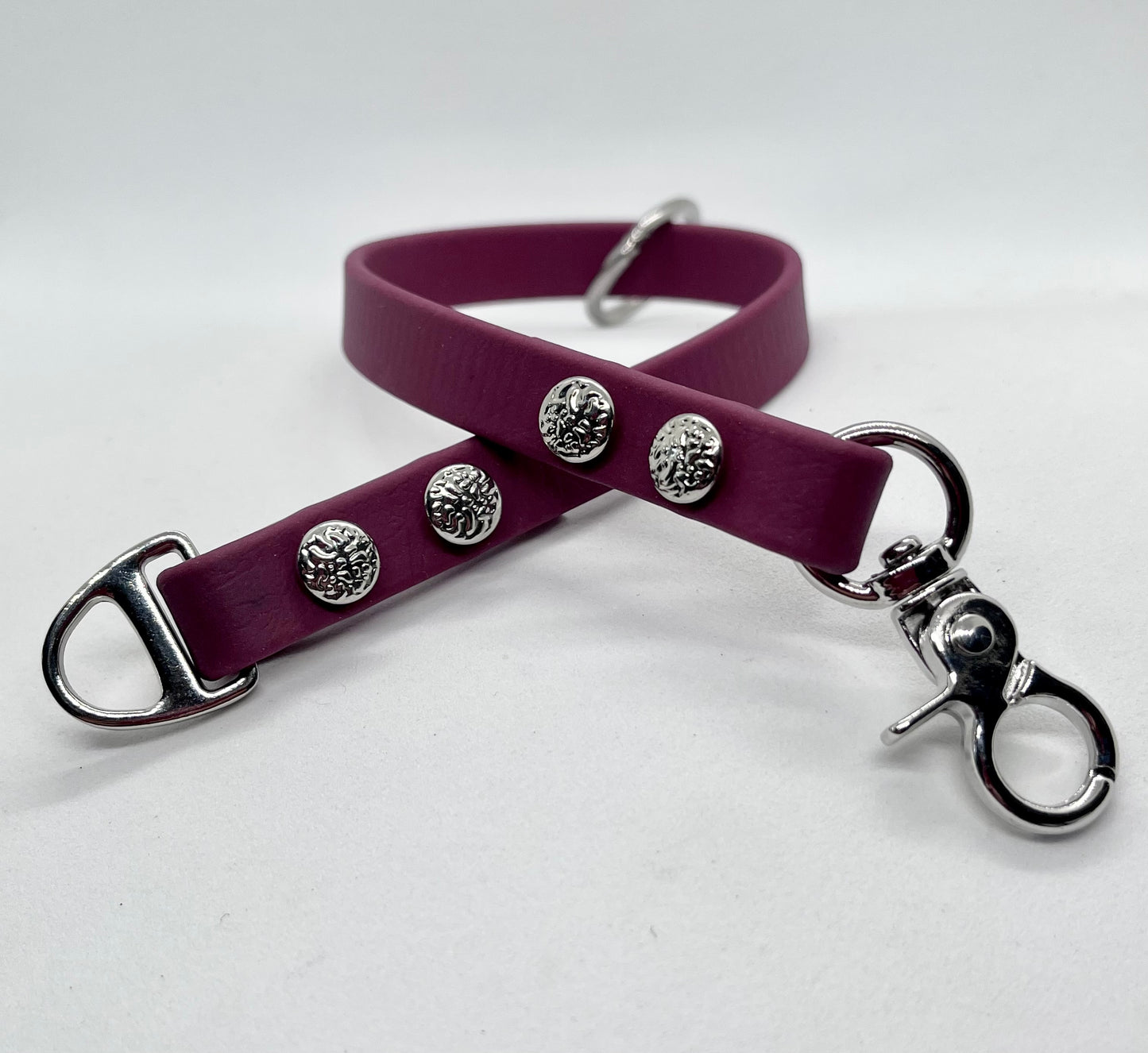 ‘Just Saying’ plain BioThane® 13mm clip collar, textured steel studs stainless steel hardware