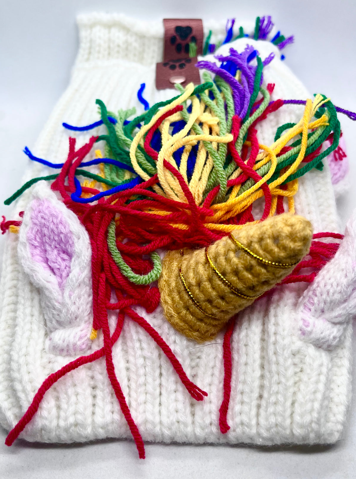 Rainbow  ‘Unicorn Game-Changer’ Hat - Woolly Winter Headwear & Neck Warmer, Snood for Dogs