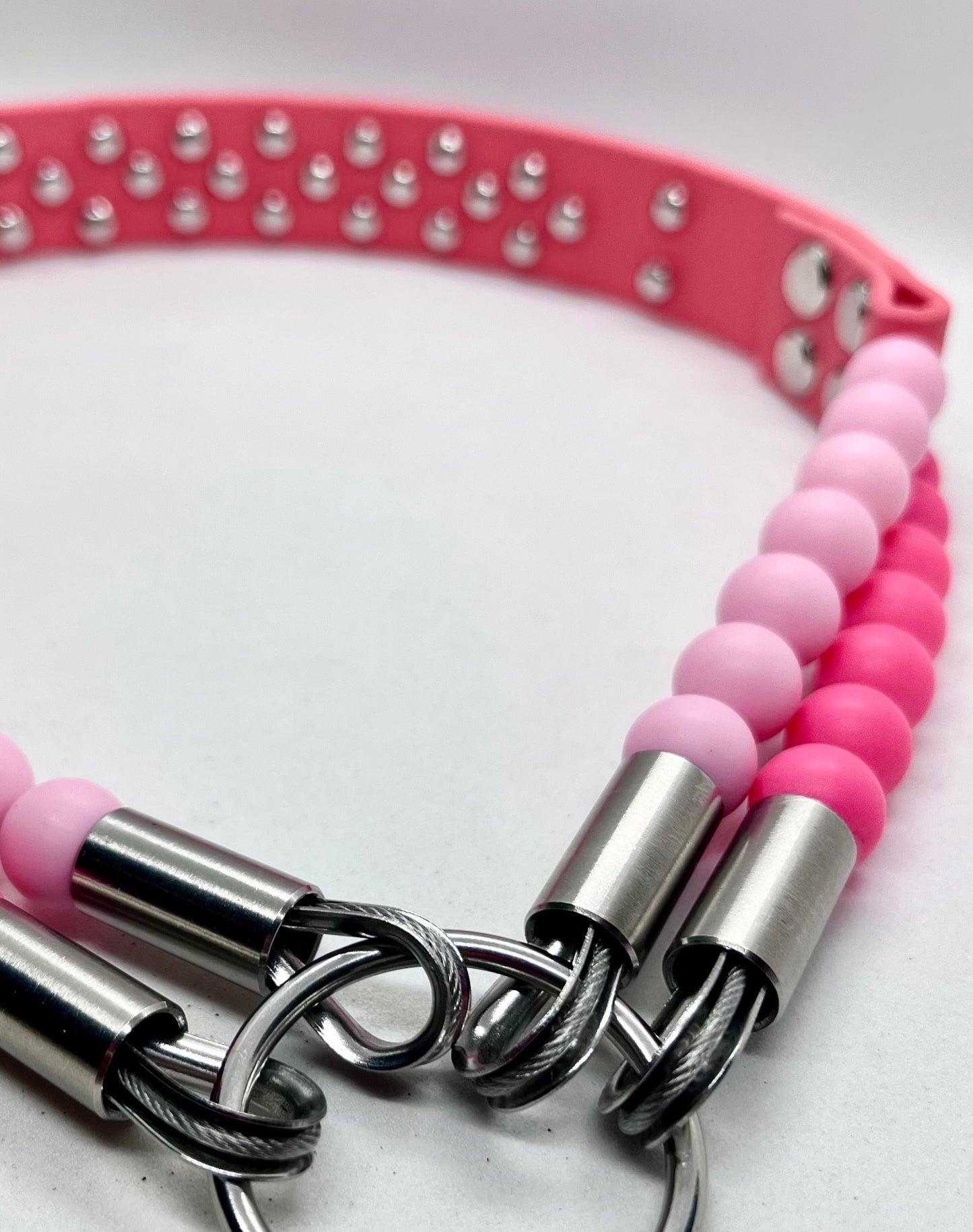 ‘Luxe Pink’ Double Beaded & BioThane Diamante Dog Collar