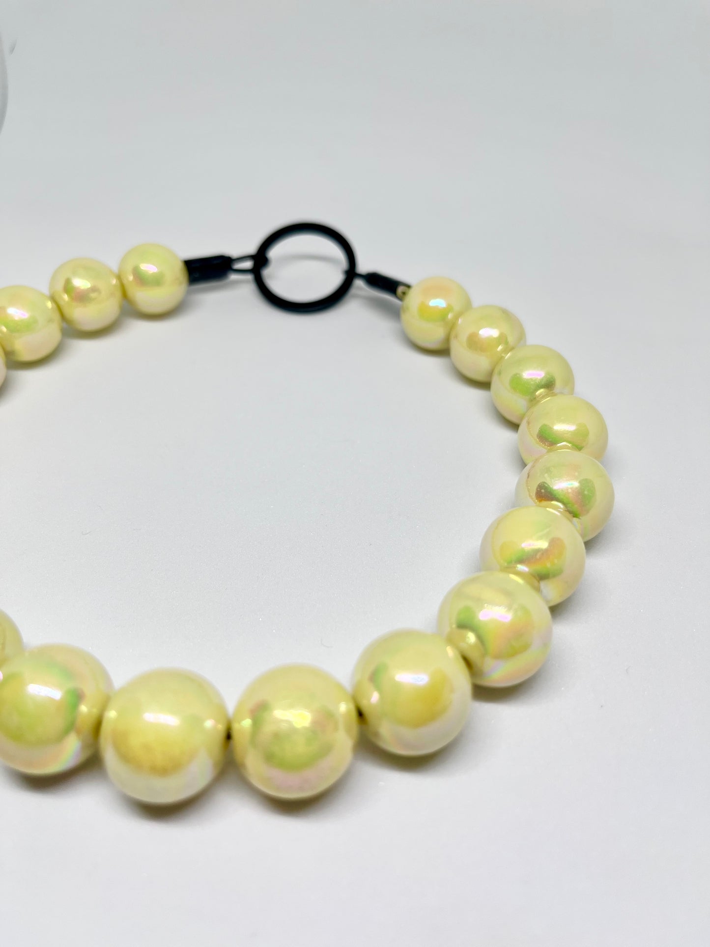 ‘Full Focus’ yellow iridescent beaded bead dog collar pet necklace