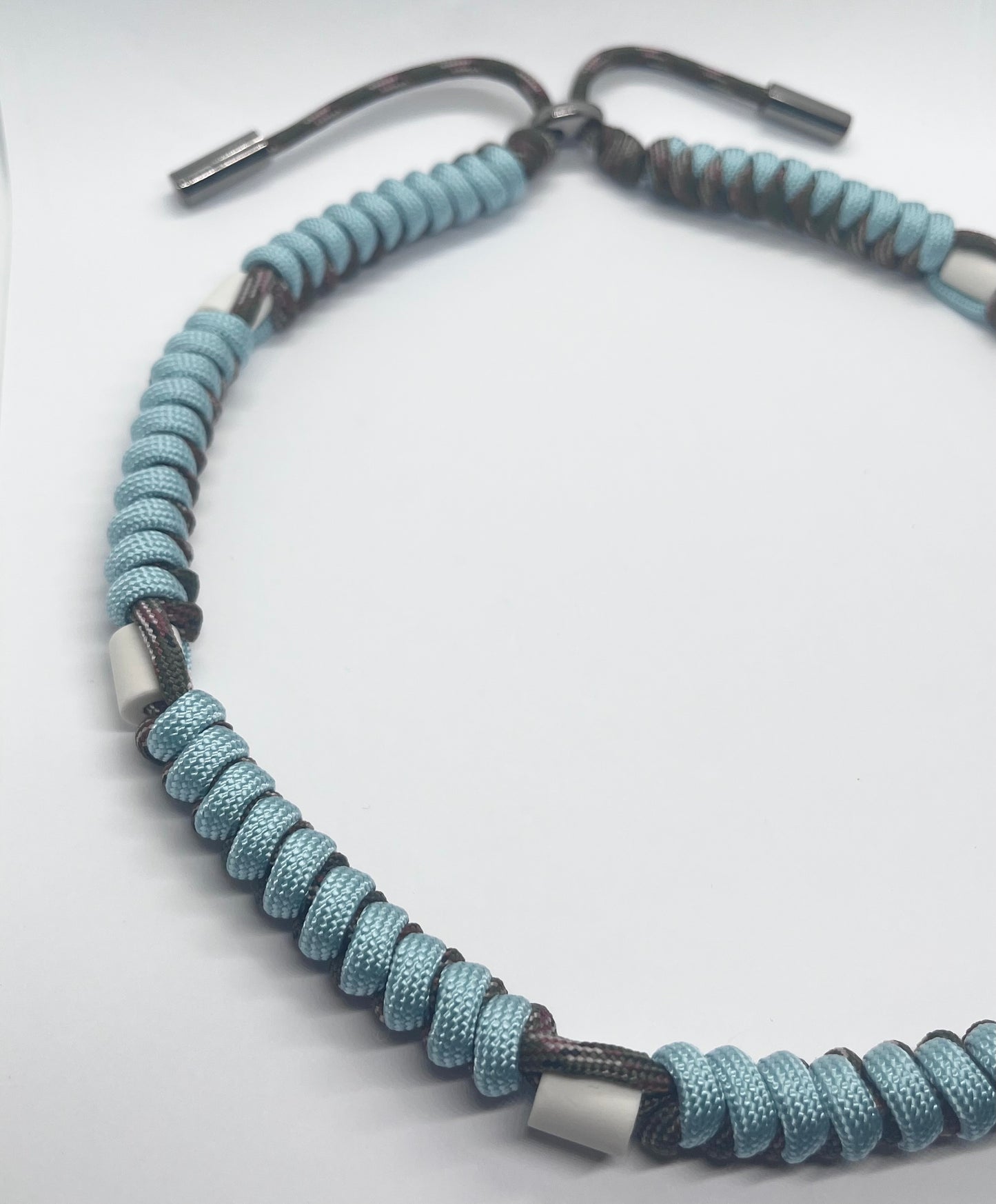 Paracord EM collar light blue teal green and camouflage ceramic pet collar fleas & tick prevention