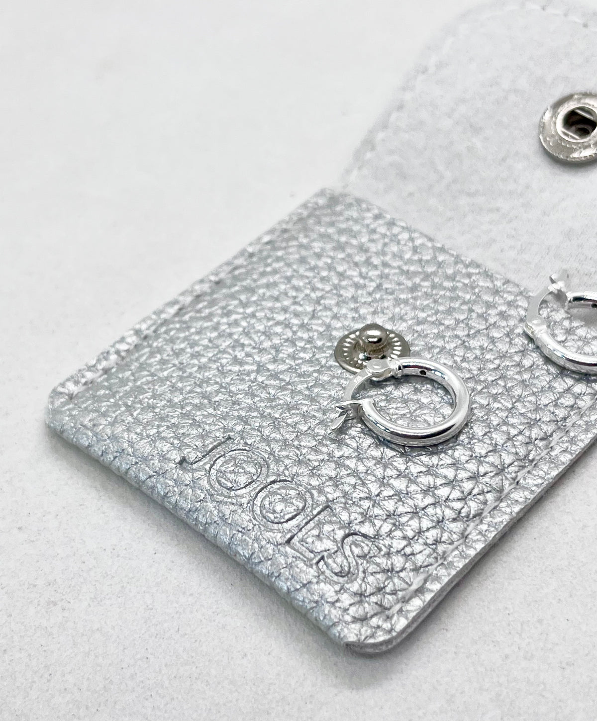 Personalised Silver Textured PVC Jewellery Gift Pouch with Blind Embossed Name or Initials