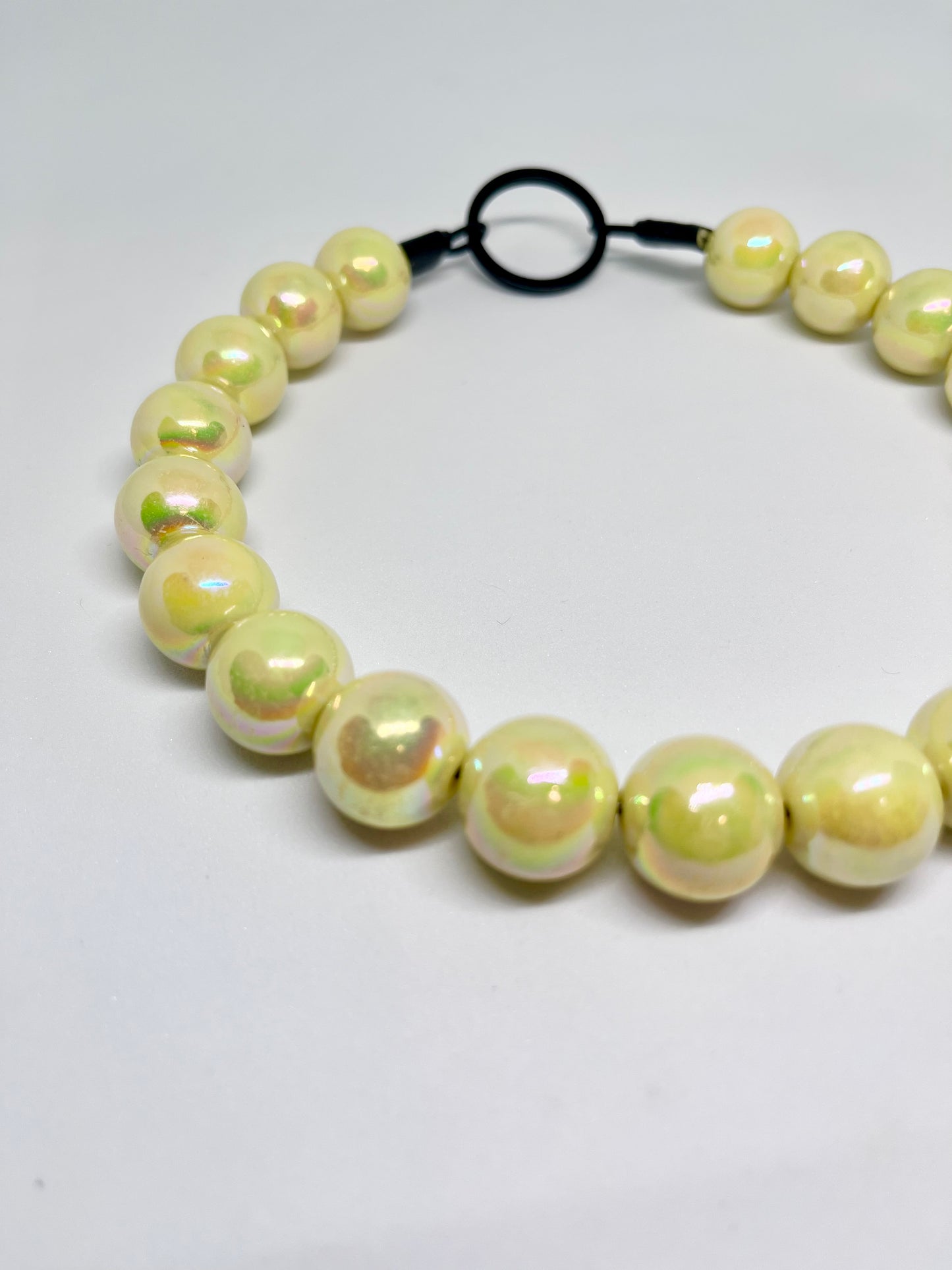 ‘Full Focus’ yellow iridescent beaded bead dog collar pet necklace