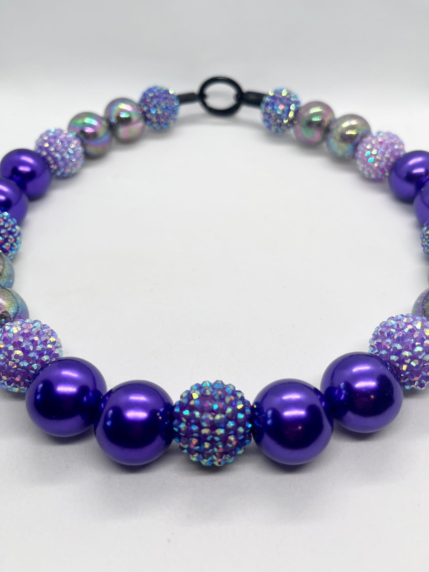 ‘Sparkle Power’ purple ombré sparkle iridescent beaded bead dog collar pet necklace