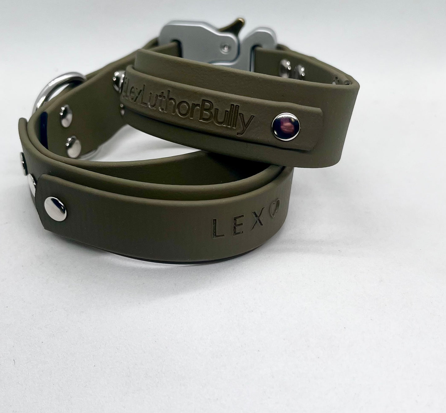 "No Nonsense" Tactical BioThane® Dog Collar in Army Green 25mm Safety Lock Steel Buckle