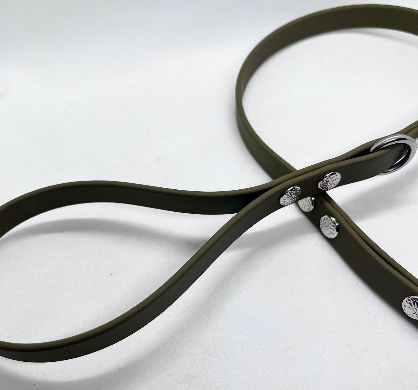 'Just Close' Plain BioThane® 12 inch Lead Extender  - Textured Steel Studs Stainless Steel Hardware Short Leash Training