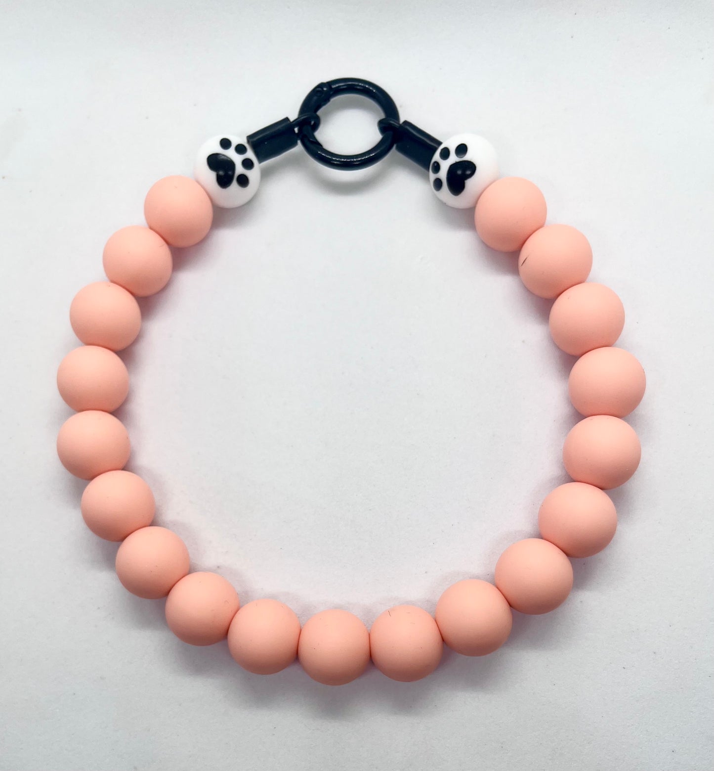 SALE 13 inches/33cm ‘Just Peachy’ peach beaded PAWS bead dog collar necklace NOW £8.50