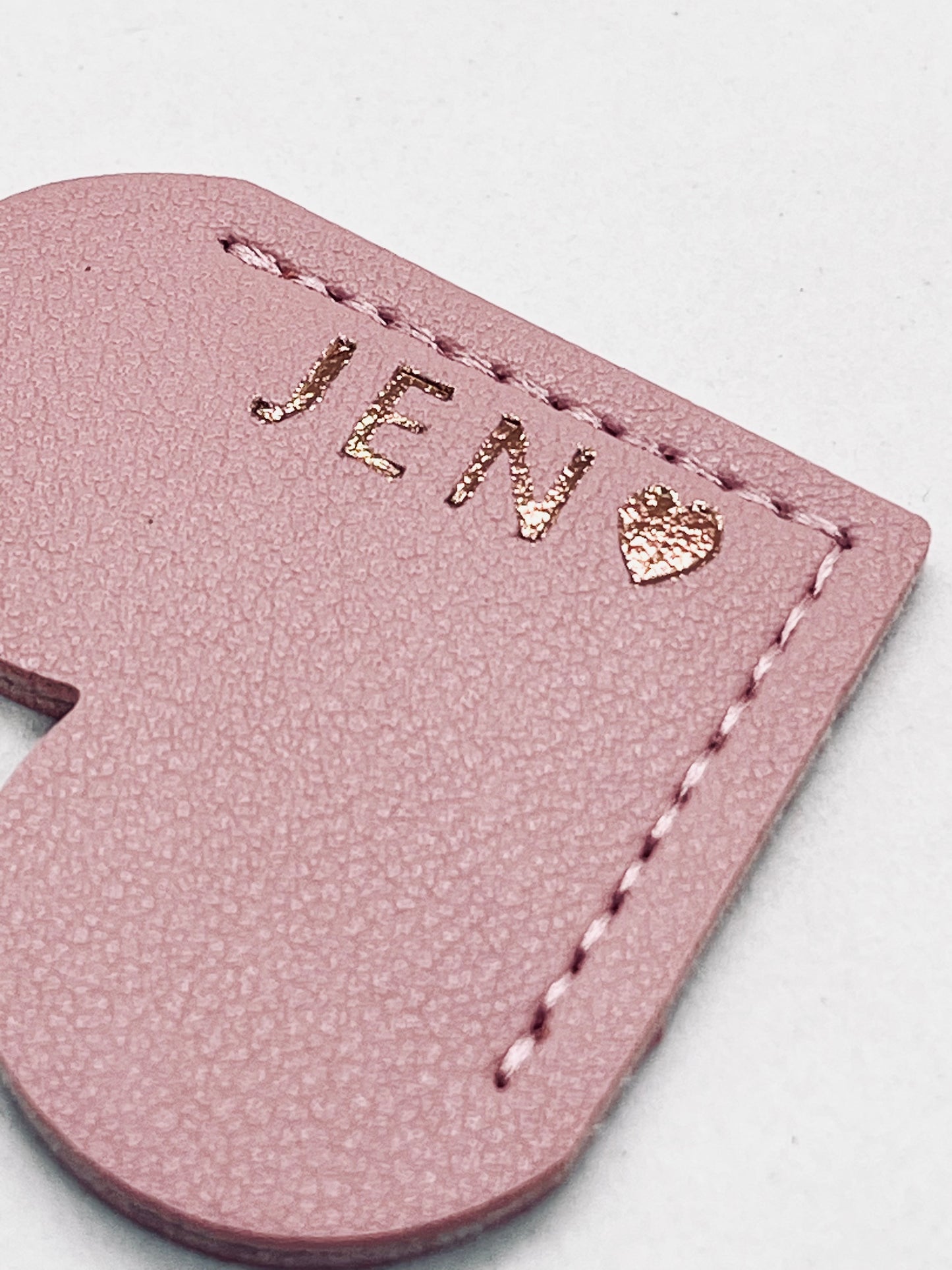 Personalised Vegan Leather Heart Bookmark Rose Gold Foil