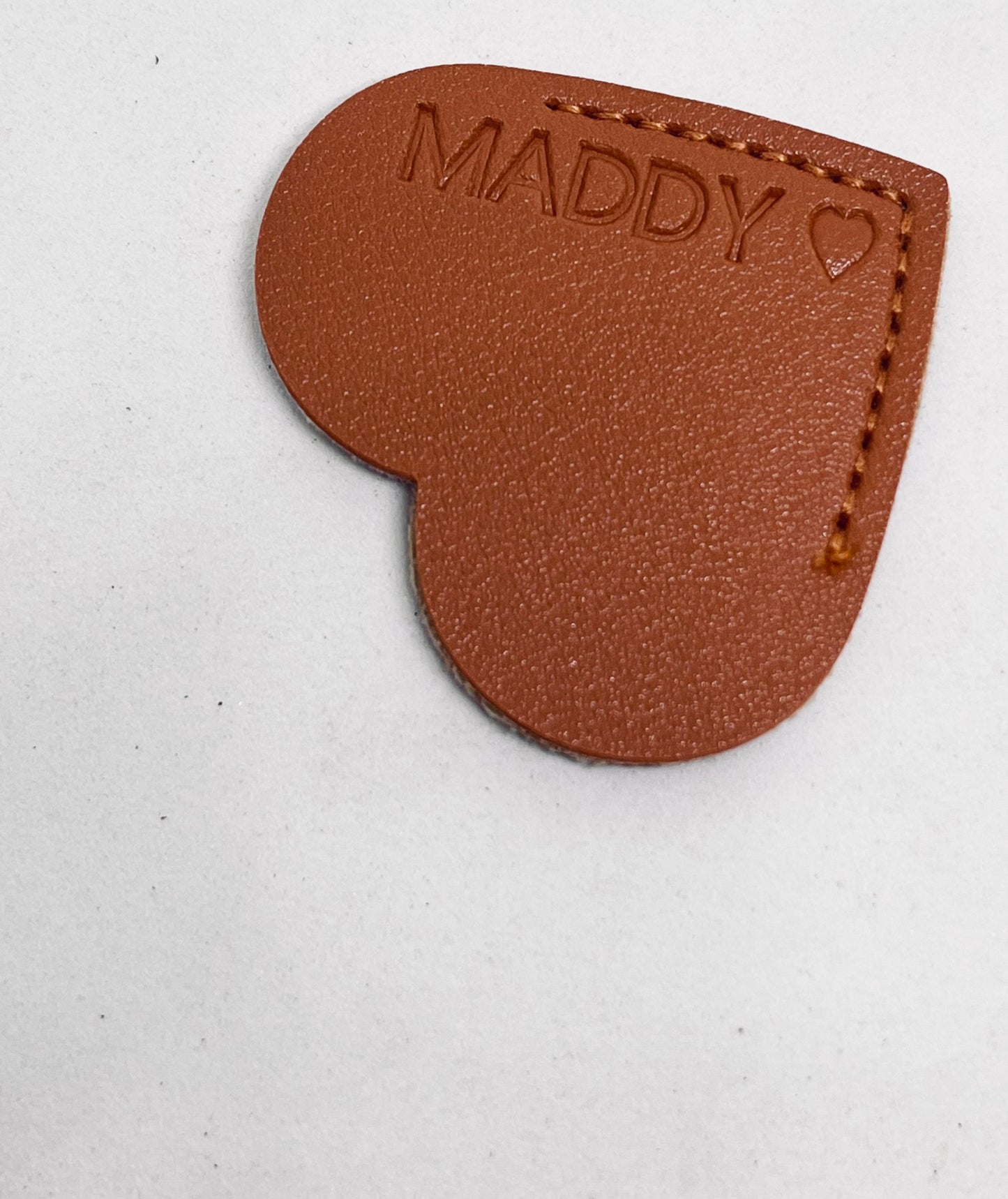 Personalised Vegan Leather Heart Bookmark Blind Embossed