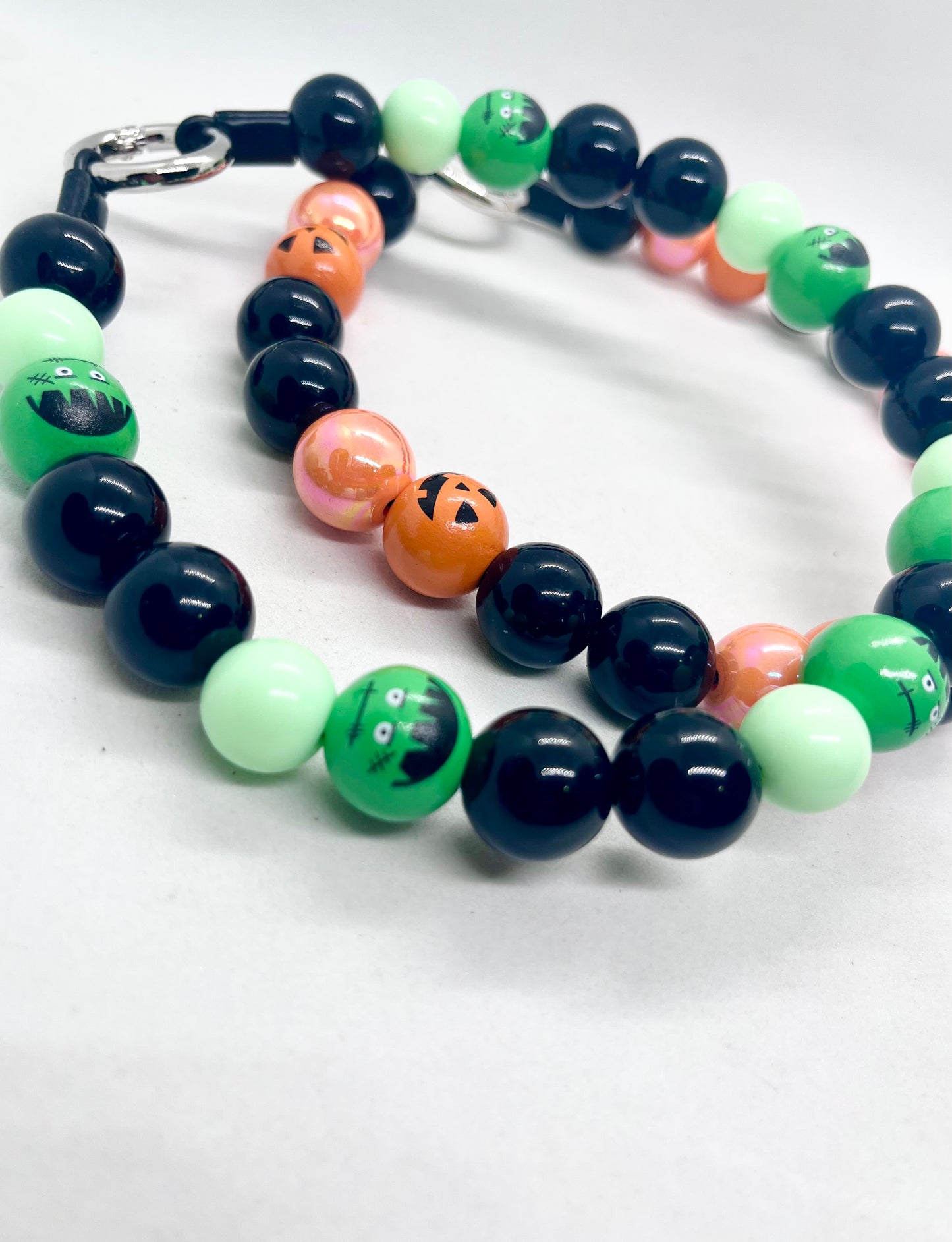 Halloween Collection  'Monster Mash' Green Frankenstein Beaded Dog Collar
