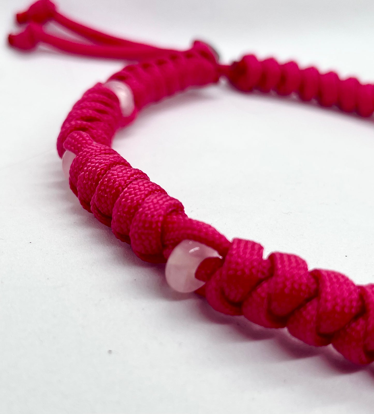 Luxury Rose Quartz Beaded Paracord Dog Collar - Crystal Healing Pet Collar